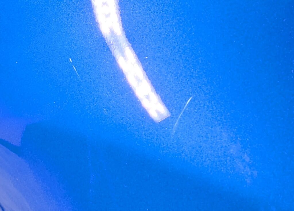 Zoomed in view of scratch in World Rally Blue 2022 BRZ